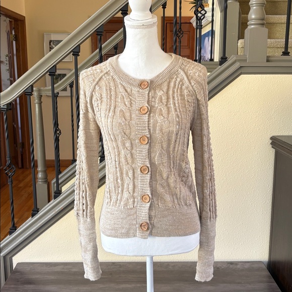 Veronica Beard Ayeka Beige Cable Knit Cardigan Size Small - Picture 2 of 15